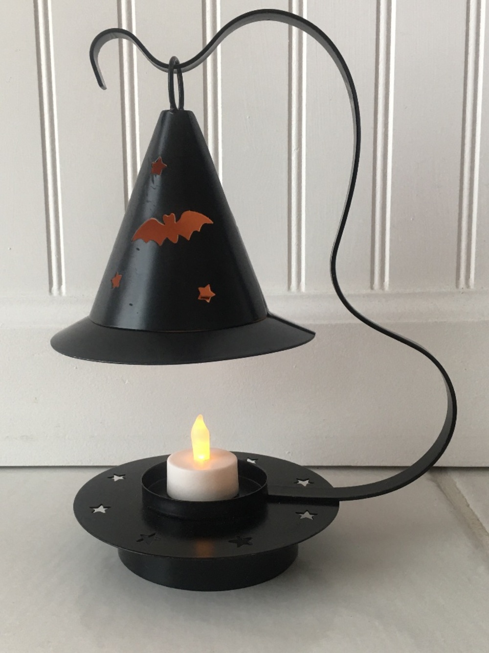 Halloween Witch’s Hat Metal Hanging Tea Light Candle Holder